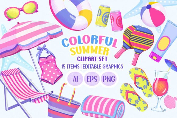 Download Colorful Summer Clipart Set - Summer clipart set Collection