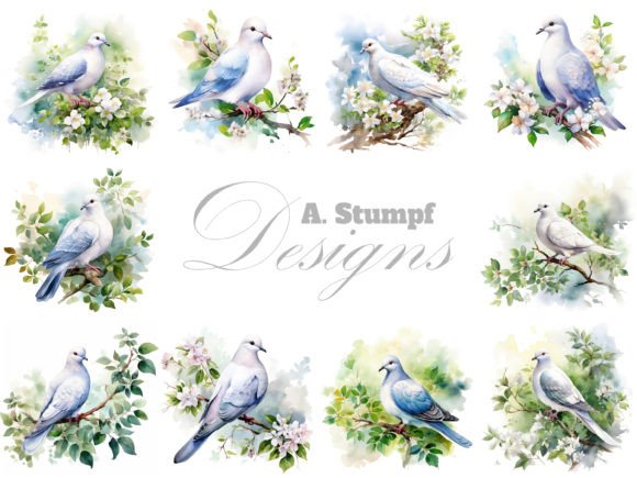 Download Dove in Summer Clipart Set - Summer clipart set Collection