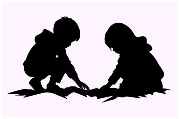 Download Playing Children Silhouette - Children silhouette Collection
