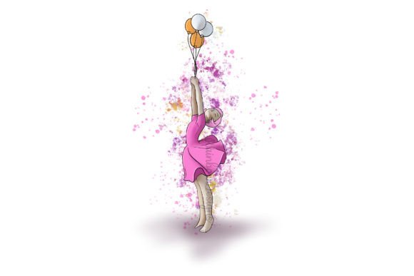 Download Pink Girl with Balloons - Girl with balloons Collection