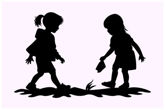 Download Playing Children Silhouette - Children silhouette Collection