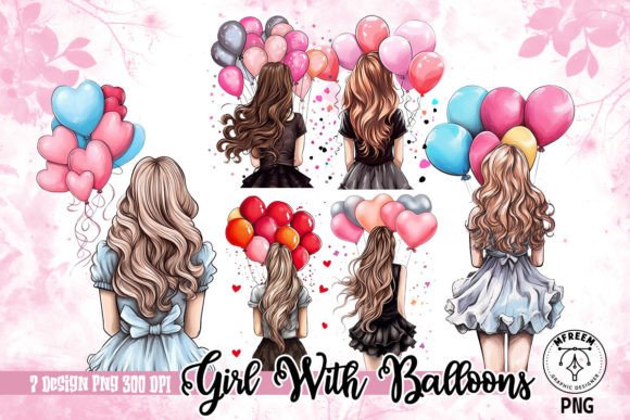 Download Beautiful Girl with Balloons Sublimation - Girl with balloons Collection