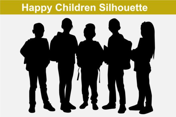 Download Happy Cute Children Silhouette - Children silhouette Collection